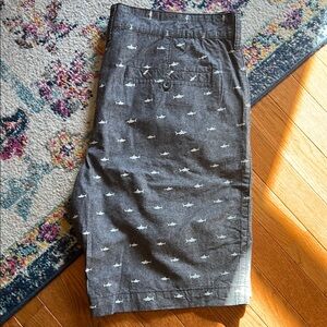 Gray Shark Print Shorts